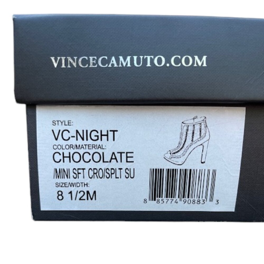 Vince Camuto Brown VC-Night Woven Leather Peep Toe Side Zipper 4.5" Shoes 8.5B - Picture 16 of 16